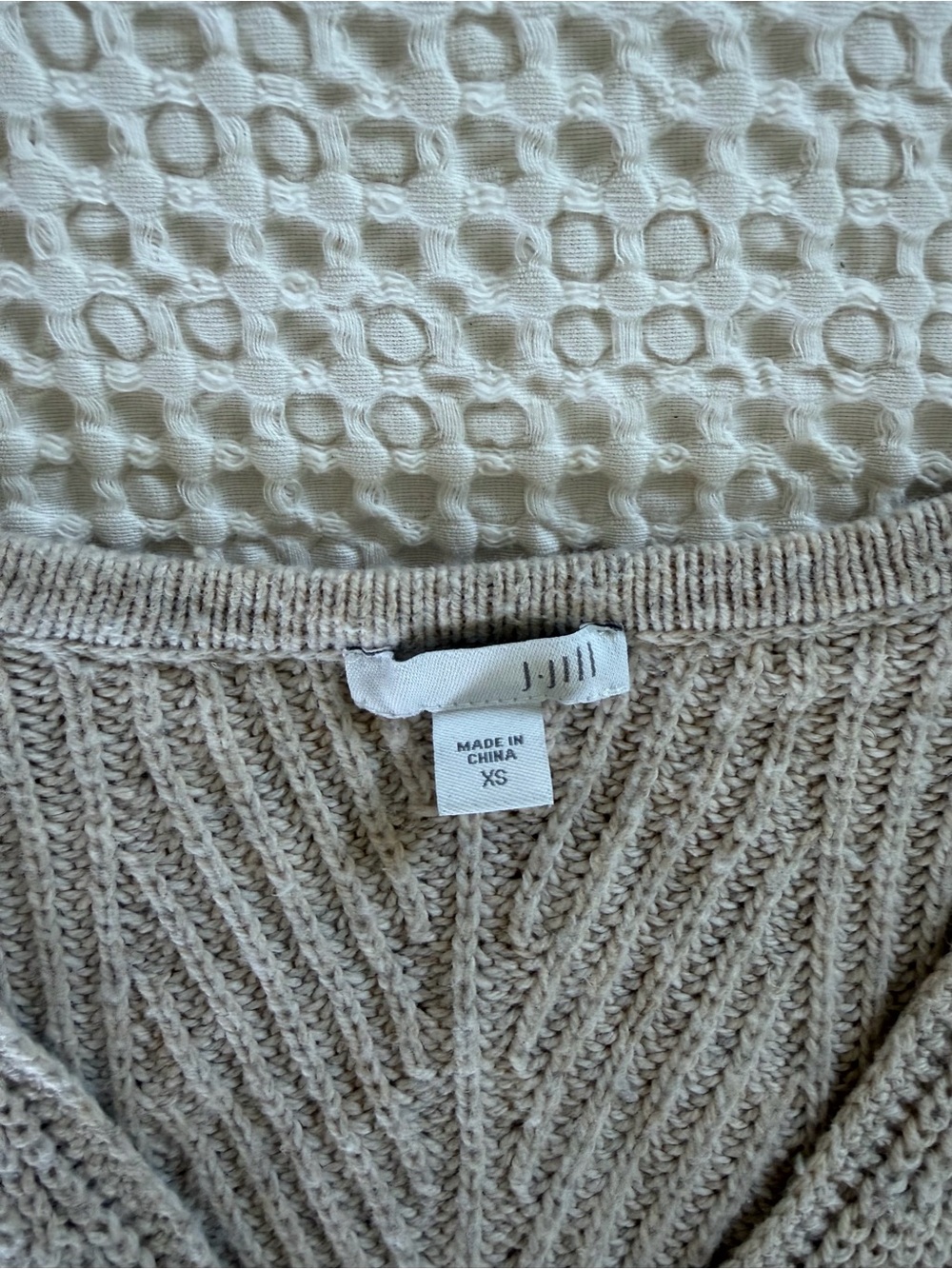 J.Jill Wool Blend Ribbed V Neck Sweater Oatmeal Beige XS - Picture 3 of 9